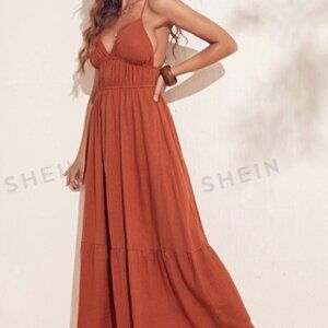 Crossed Back Halterneck Dress